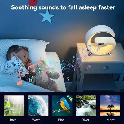 Multifunctional Wireless Charger Stand Pad Alarm Clock Speaker Night Light Fast Charging Station For Iphone/Samsung