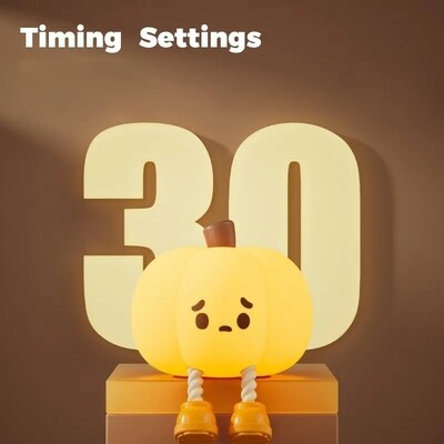 Cute Pumpkin Silicone Lamp USB Rechargeable Timing Bedside Atmosphere Decoration Light, Halloween