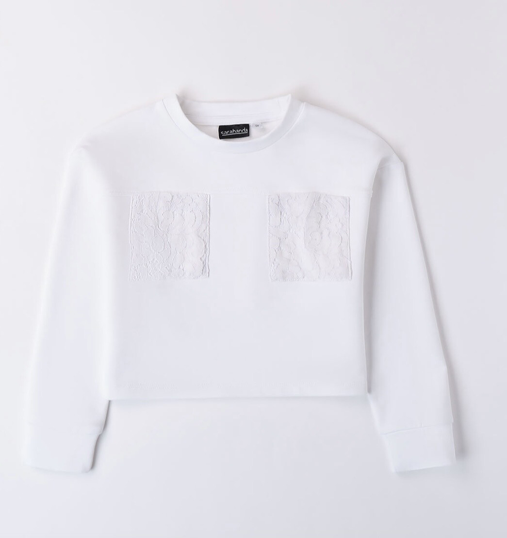 Sarabanda- sweater wit met kanten zakjes