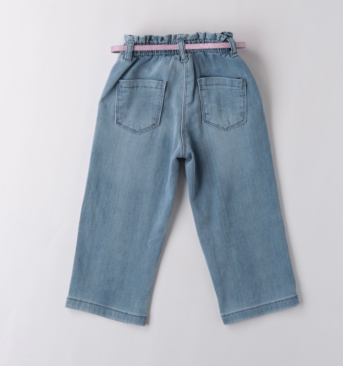 IDO wijde jeans broek met lila riempje