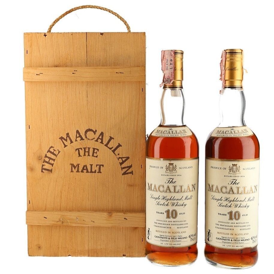 Macallan 1980's 10 Year Old Sherry Cask Giovinetti 75cl x 2 Bottles