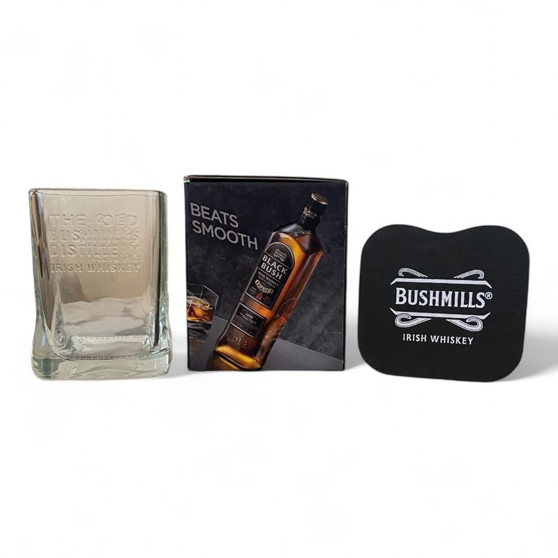 Bushmills Limited Edition 1608 Rock Irish Whiskey Glass & Coaster Set