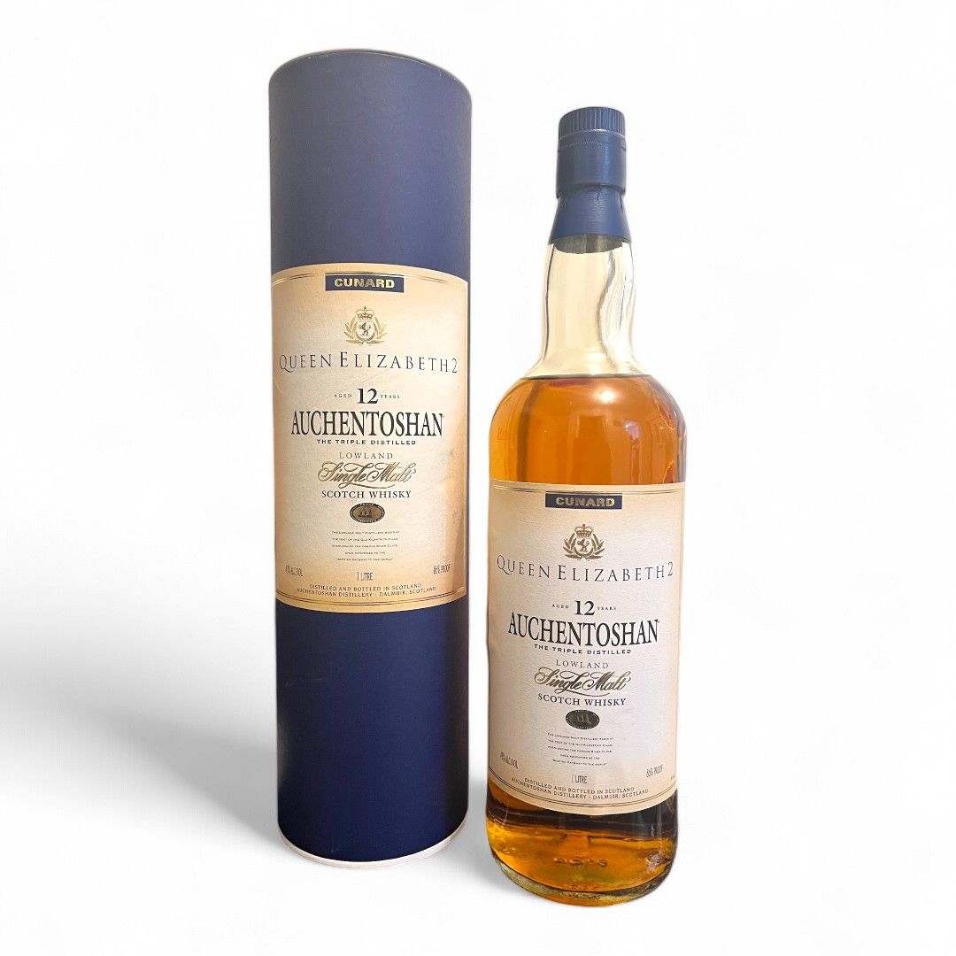 Auchentoshan 12 Year Old Triple Distilled Queen Ezliabeth 2 Cruise Ship 40th Anniversary Lowland Single Malt Whisky (1980) 1ltr