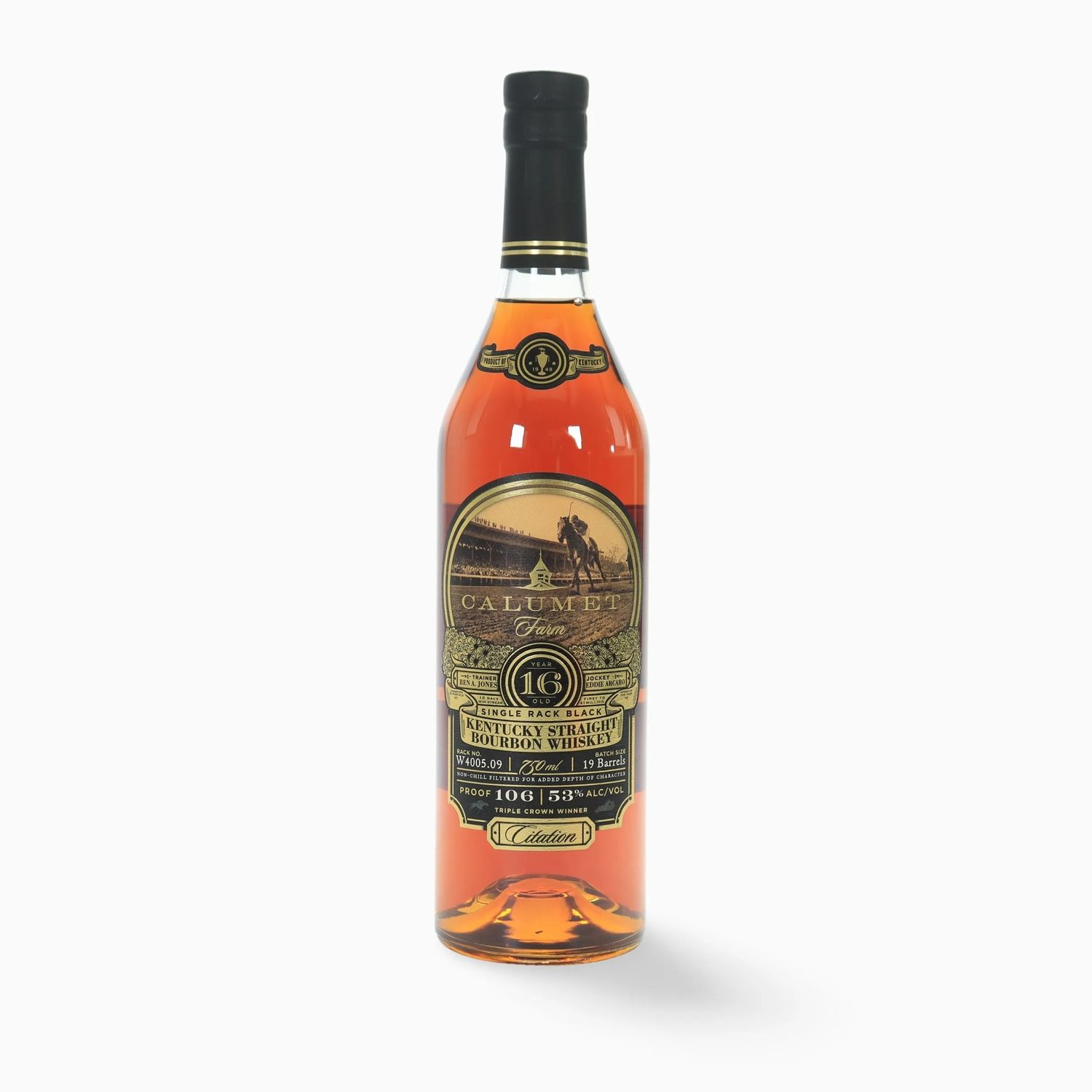 Calumet Farm 16 Year Old Single Rack Black Kentucky Straight Bourbon Whiskey (2022) 75cl