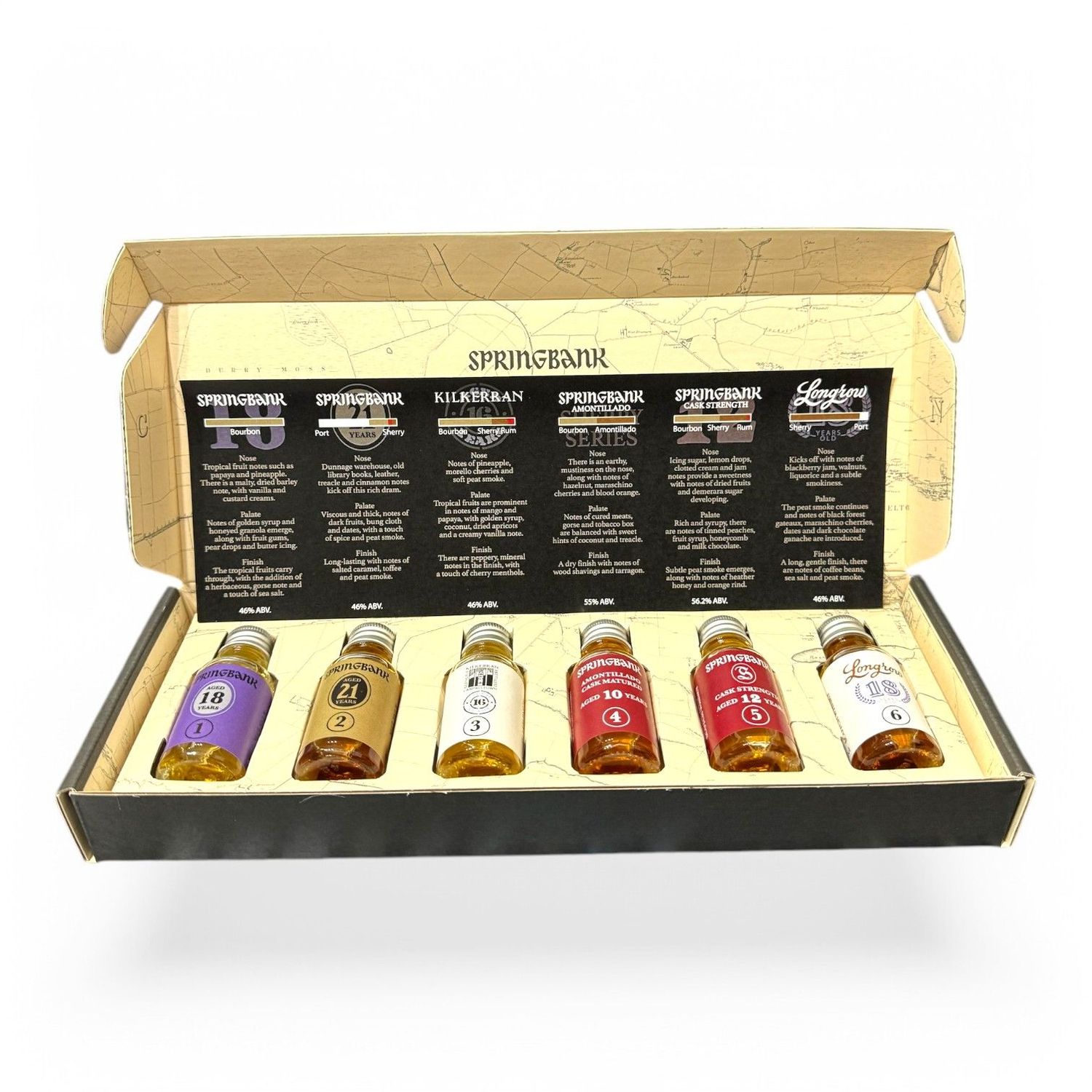 Springbank Malts 2024 Tasting Pack x 6 (Springbank 21, 18, 10 Amontillado, 12 Cask Strength, Kilkerran 16 & Longrow 18) 12cl