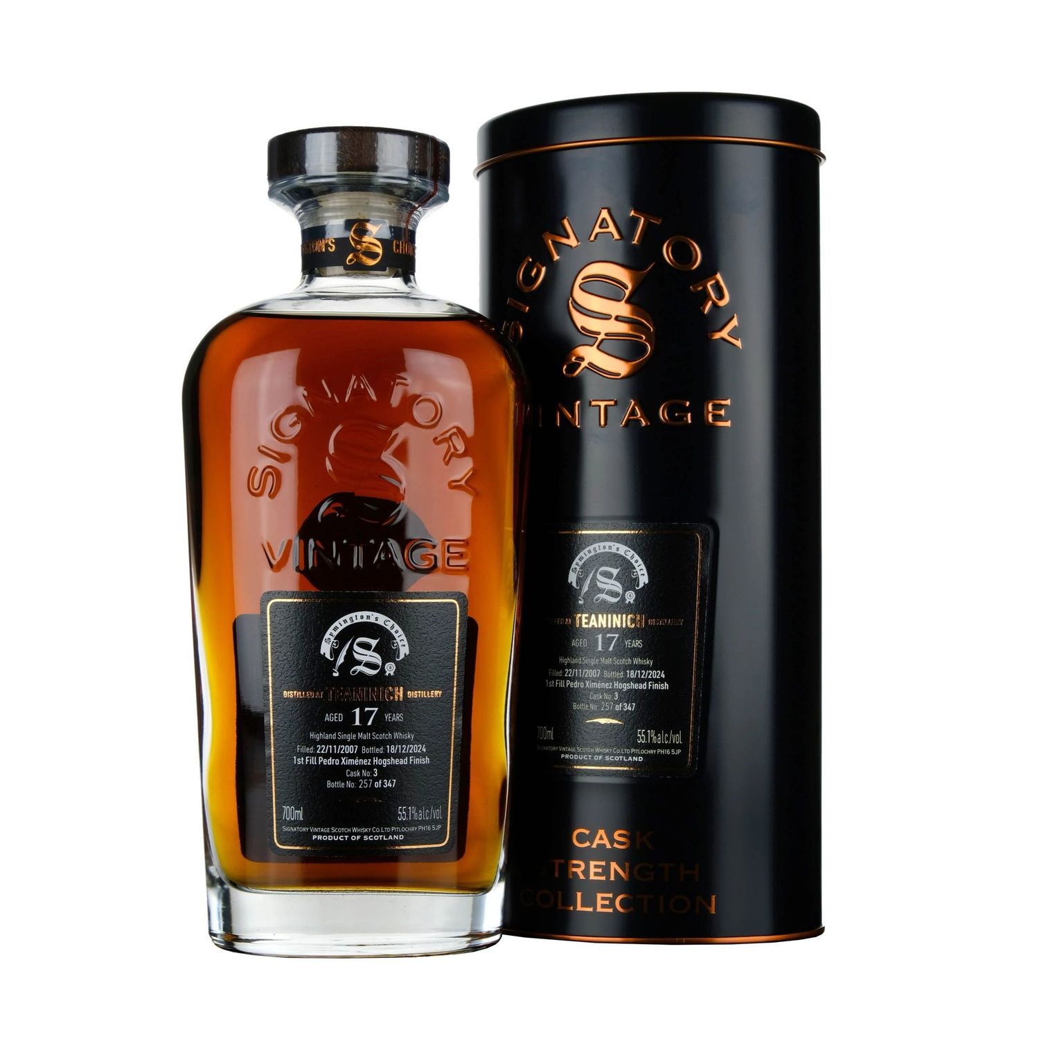 Teaninich 17 Year Old 2007 Signatory Vintage Symington's Choice Single Cask #3 1st Fill Pedro Ximenez Hogshead Finish Highland Single Malt Whisky (2024) 70cl