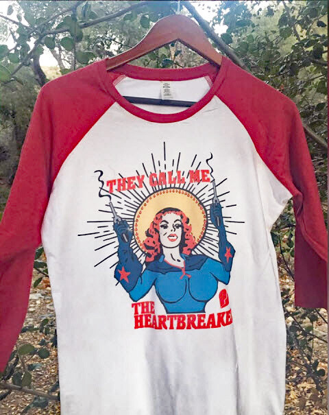 Shirt - Raglan Sleeve Vintage Heart Breaker Red White