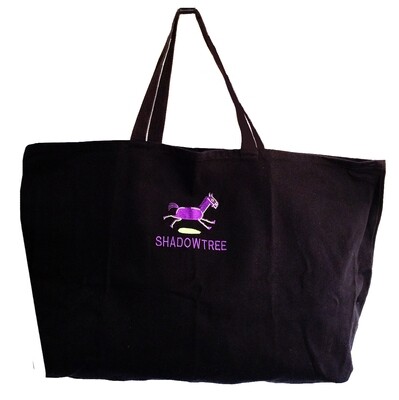 Tote - Large Black Tote/Purple Horse with Yellow