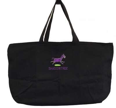 Tote - Large Black Tote/Purple Horse with Lime