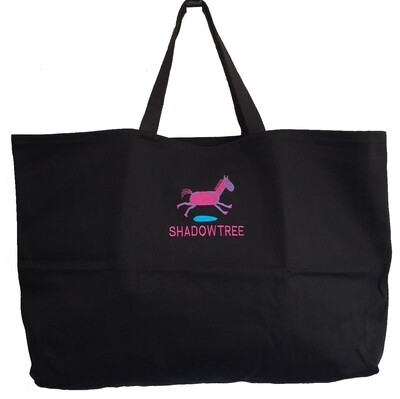 Tote - Large Black Tote/Pink Horse with TQ