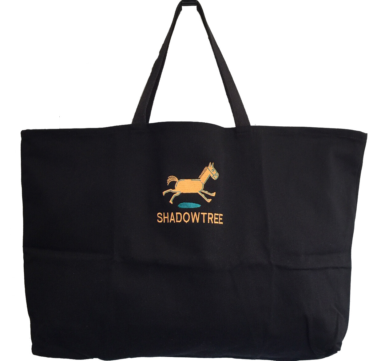 Tote - Large Black Tote/Gold Horse with TQ