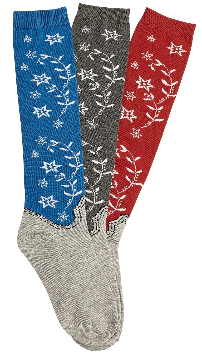 Socks -  Ladies Knee High - 2 Red/1 grey 3 pk