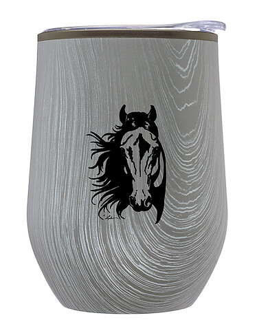 Wine Tumbler - Rustic Grey Stainless Steel w/Lila© Horse Head