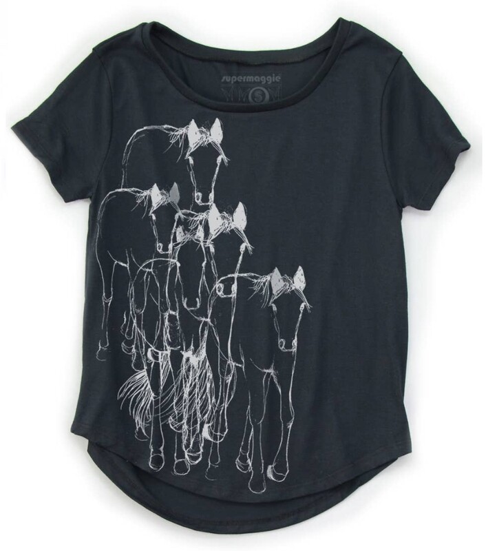 Shirt - Black w/White Horses Short Sleeve Shirt - Black w/White Horses Short Sleeve
