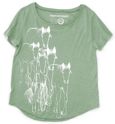 Shirt - Heather Moss w/White Horses - Large Shirt - Heather Moss w/White Horses - Large