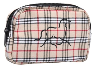 Cosmetic Bag - Plaid with Embrodery Horse