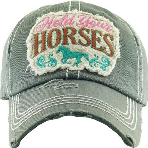 Hat - "Hold Your Horses" Olive/Grey