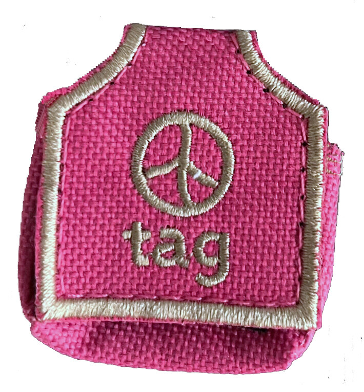 Dog Tag Cover - Peace/Rescued Pink