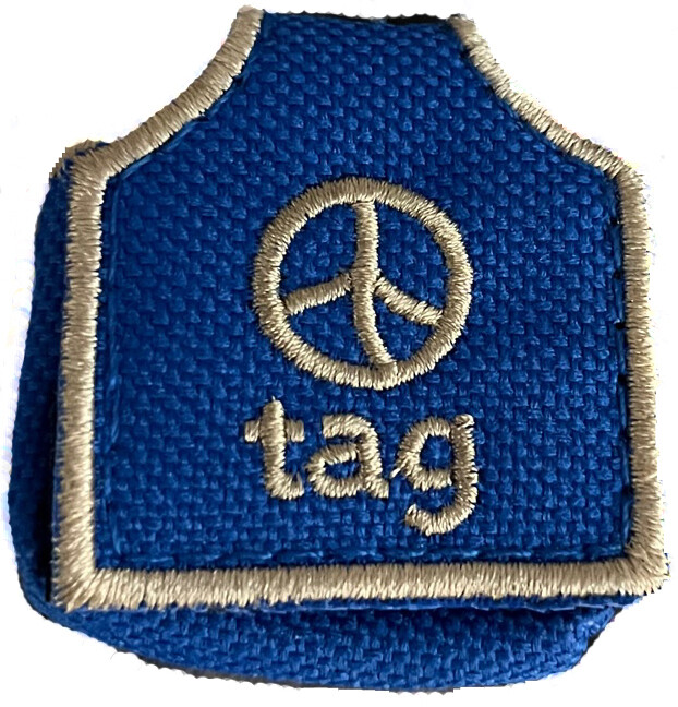 Dog Tag Silencer Cover - Peace/Rescued Blue