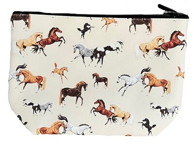 Cosmetic Bag - Horses All Over Large