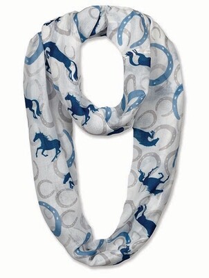 Scarf - Infinity Scarf Blue Horses