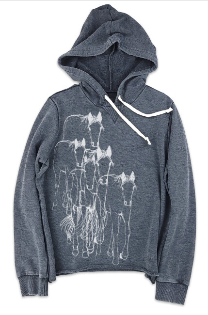 Hoodie - Long Sleeve Asphalt w/White Horses Hoodie - Long Sleeve Asphalt w/White Horses