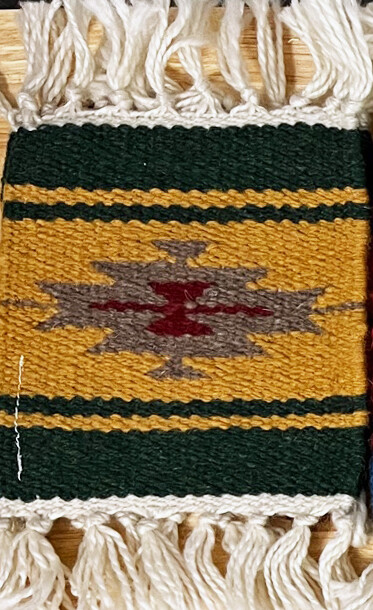 Coasters - Southwest Mug Rug 6" x 6" GRN/Gold SET