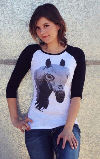 Shirt - Painted Pony Raglan Black/White Shirt - Painted Pony Raglan Black/White