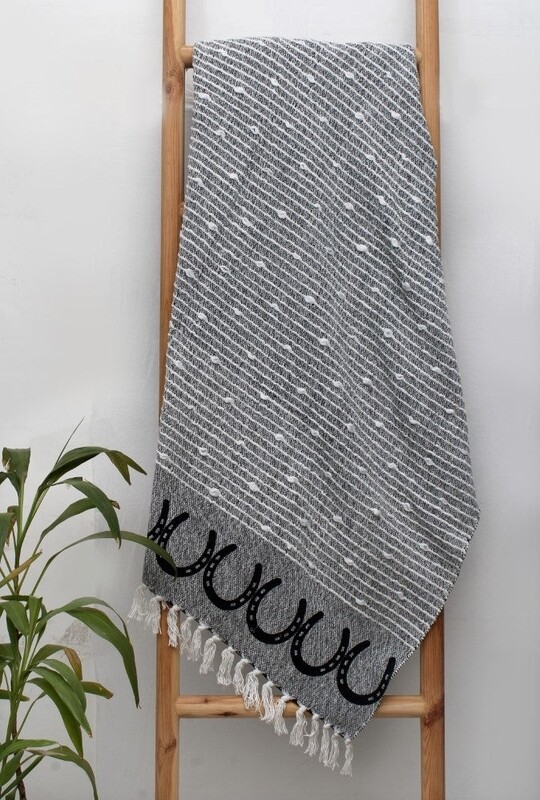 Blanket - Throw with Horse Shoes Black