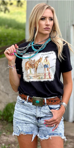 Shirt - Long Live Cowgirls - Short Sleeve Tee Black
