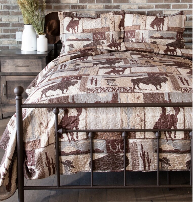 Bedspread - Wrangler Vintage Cowboy South Western Quilt Set-Twin