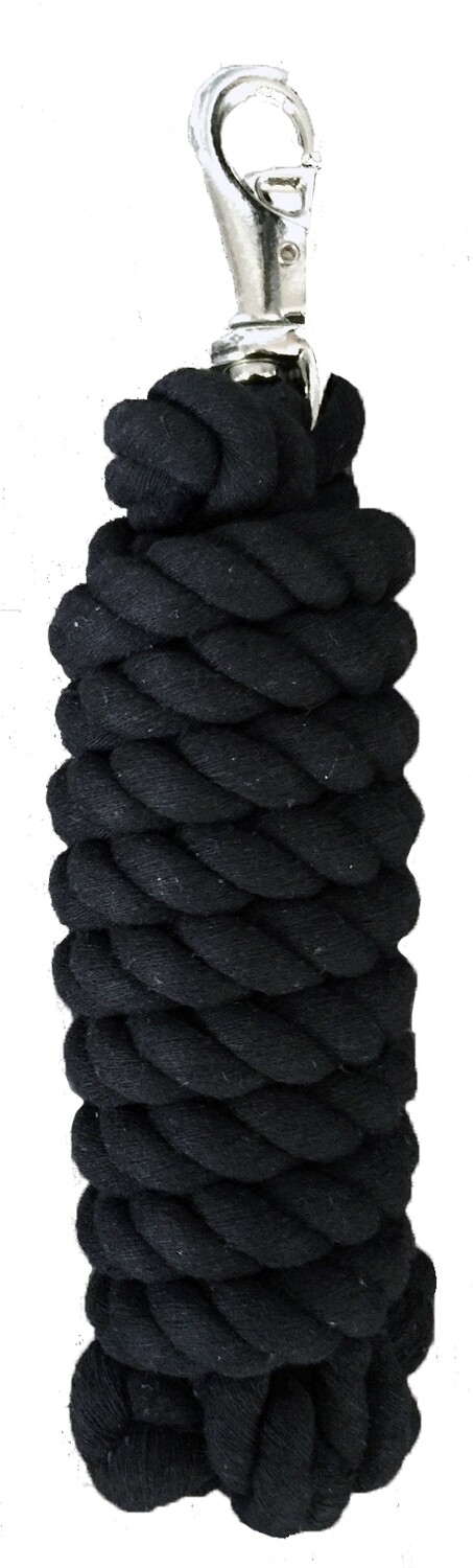 Lead Rope - 10&#39; x 3/4&quot; Cotton Black-Trigger Snap