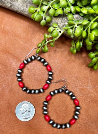 Jewelry - Lubbock Earrings Red/Faux Pearls