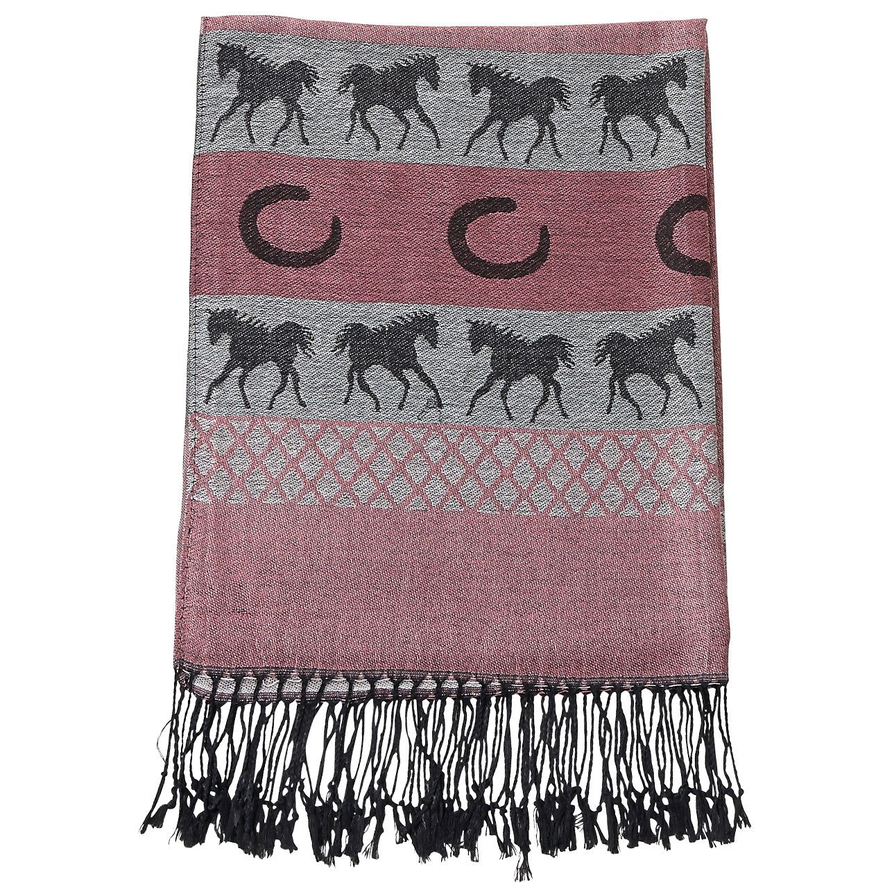 Scarf - Horses &amp; Horse Shoes - Pink