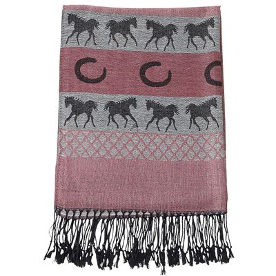 Scarf - Horses &amp; Horse Shoes - Pink