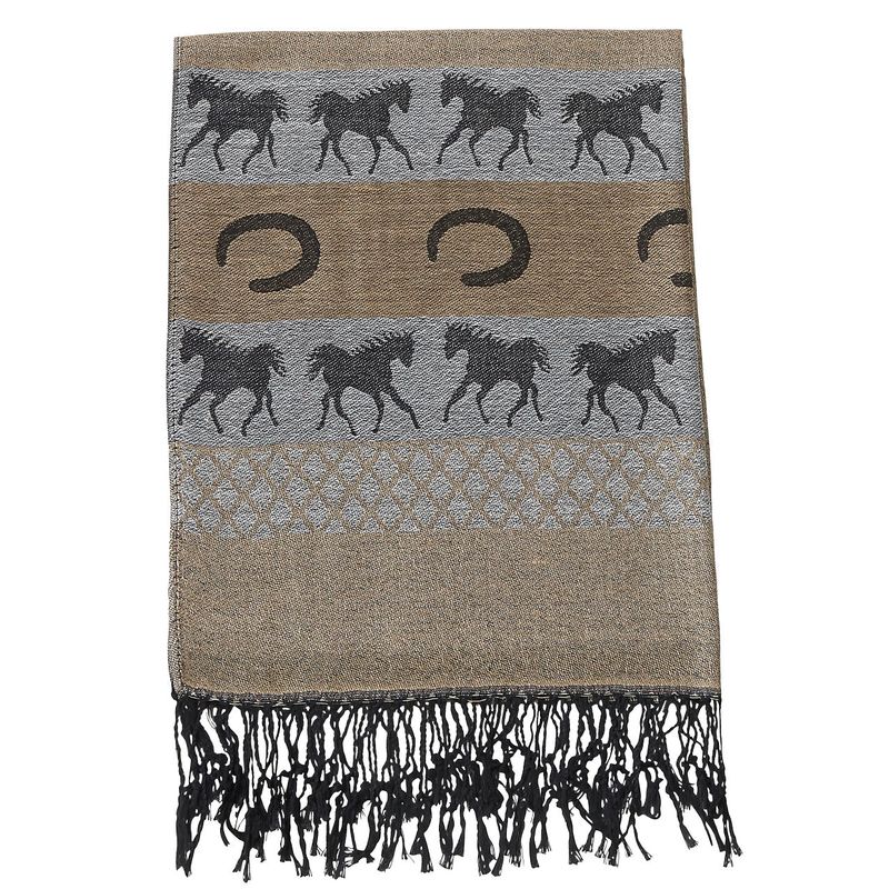 Scarf - Horses & Horse Shoes - Brown