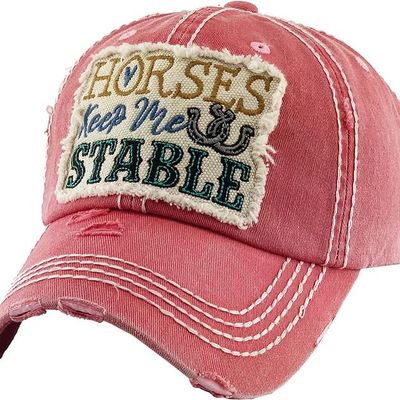 Hat - "Horses Keep Me Stable - Pink