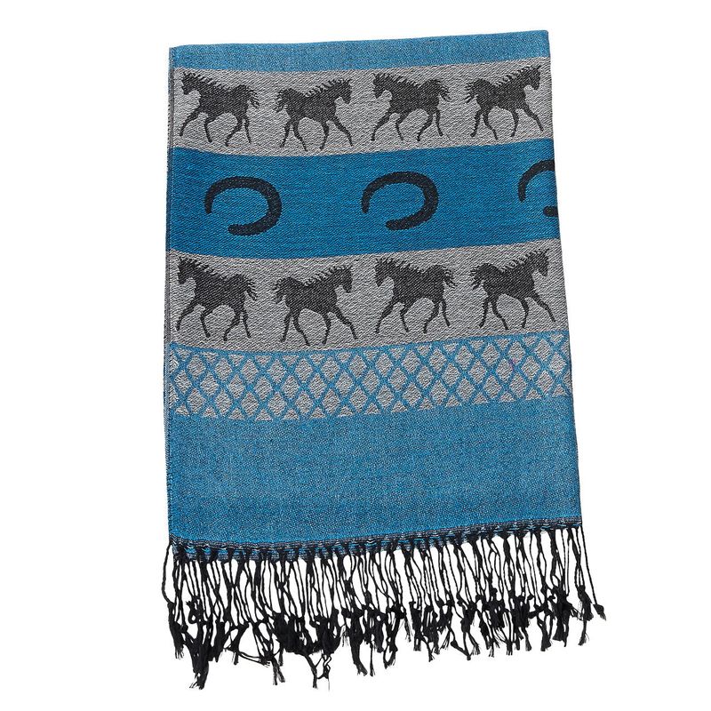 Scarf - Horses & Horse Shoes - Aqua