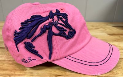 Hat - Pink w/Embroidery Purple Horse