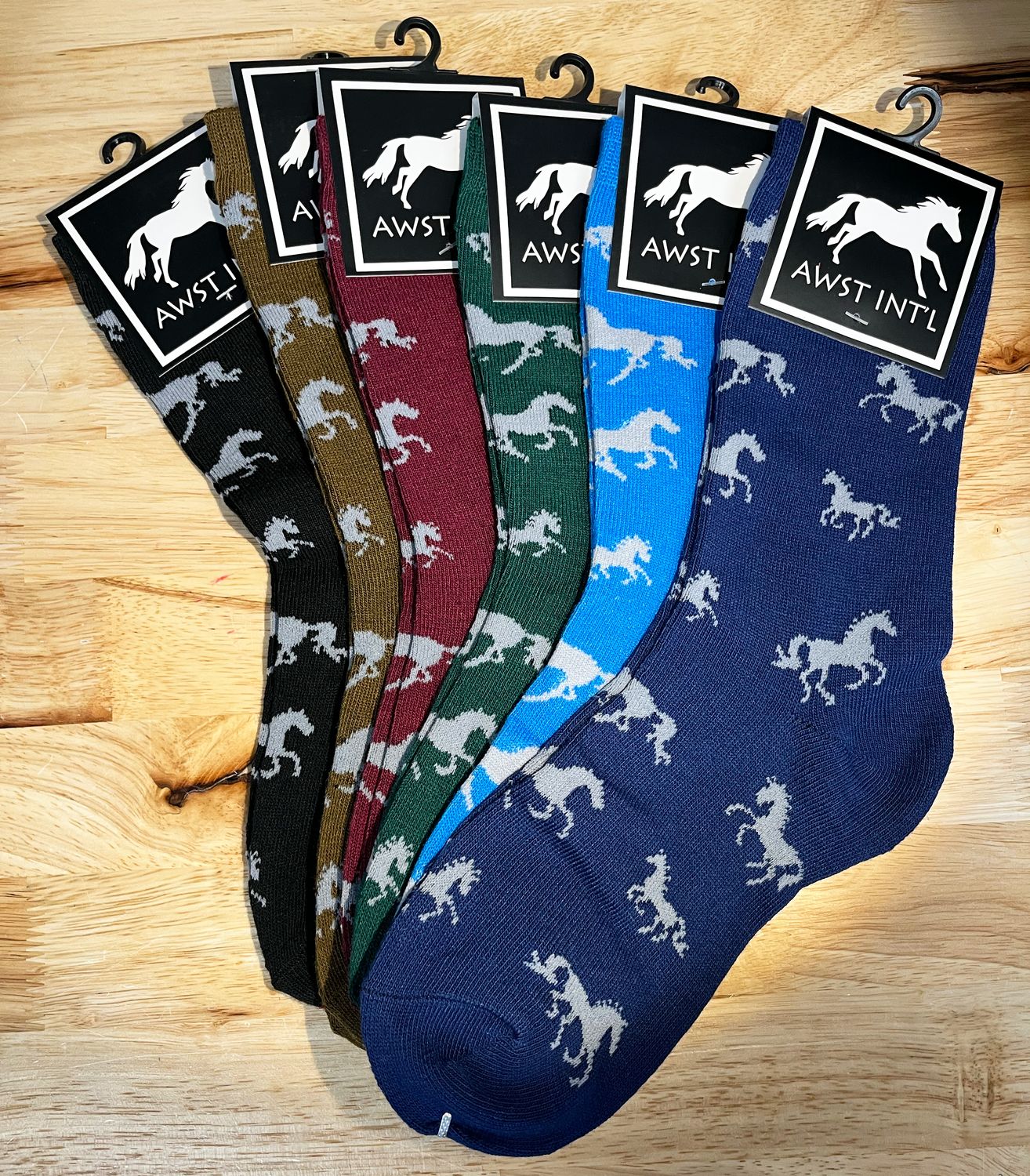 Socks - Horses All Over Dark Colors - 6PK