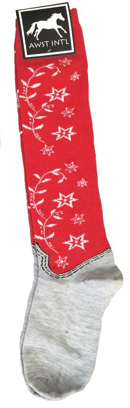 Socks - Ladies Knee High-RED