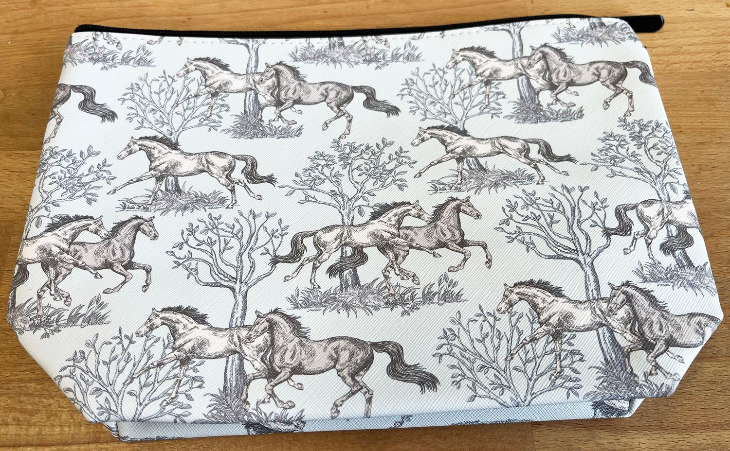 Cosmetic Bag - Blue Toile Horses