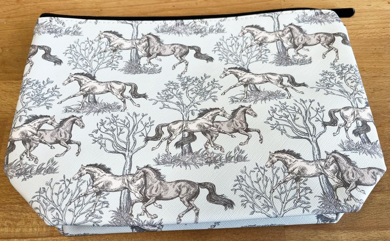 Cosmetic Bag - Blue Toile Horses