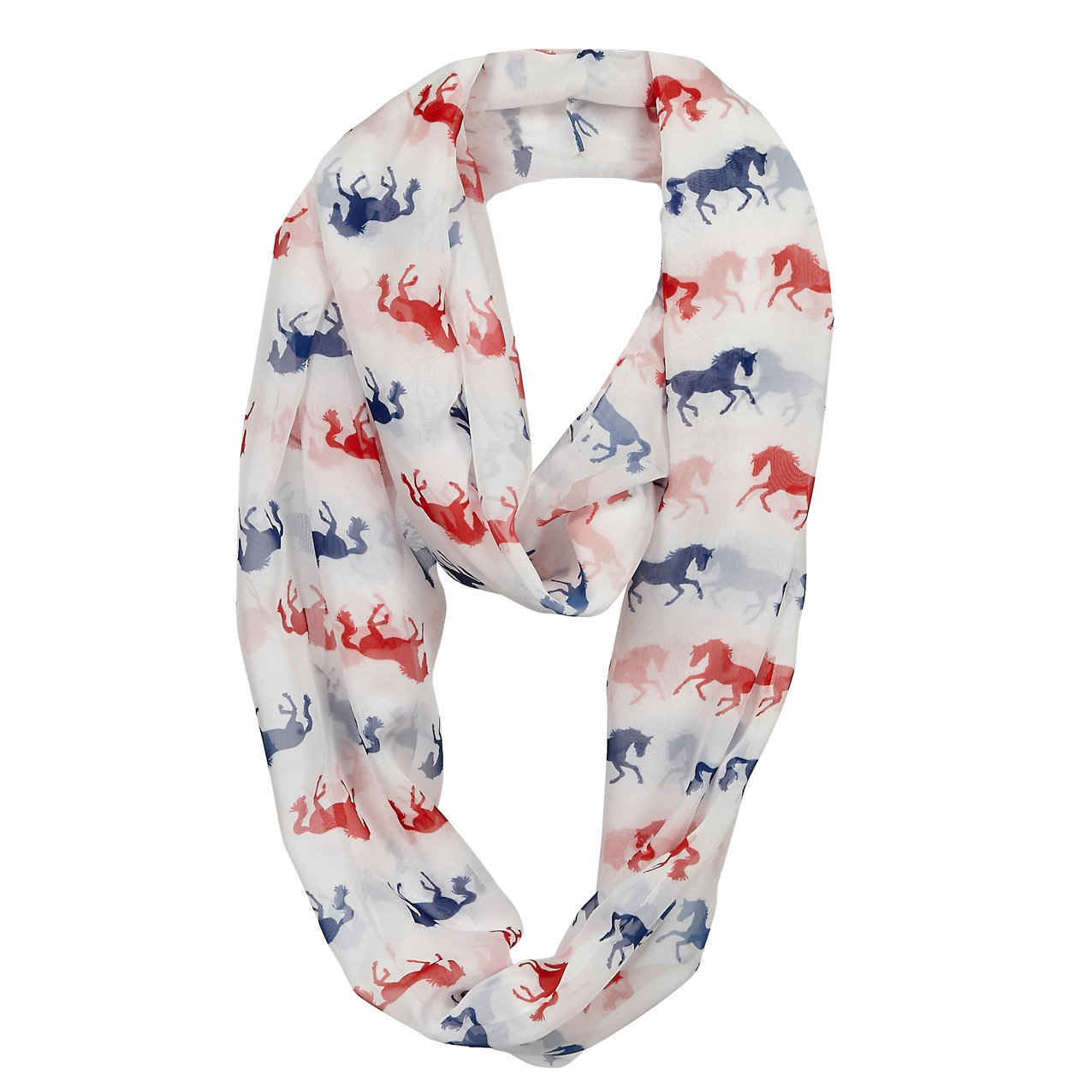 Scarf - Infinity with Blue & Red Horses