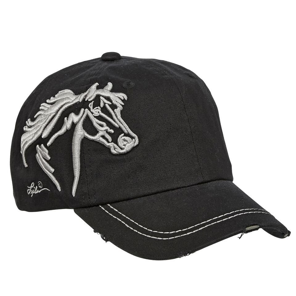 Hat - Black w/Embroidery Grey Horse