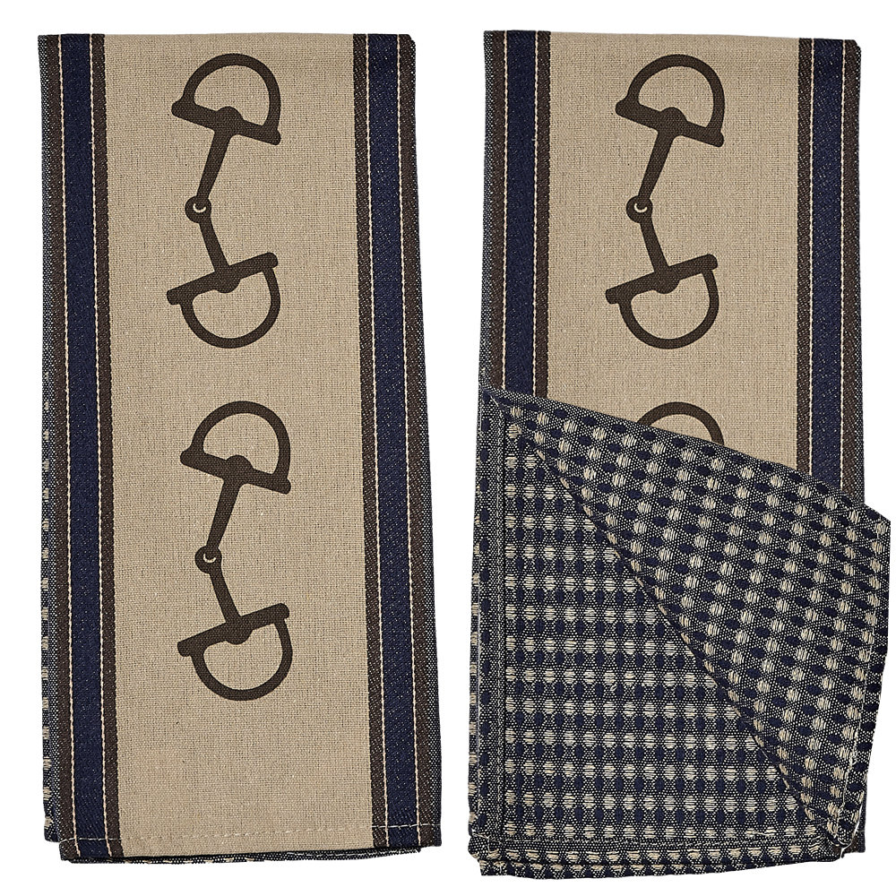 Inside of Towel-Brown and Navy Blue