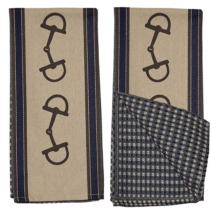 Inside of Towel-Brown and Navy Blue