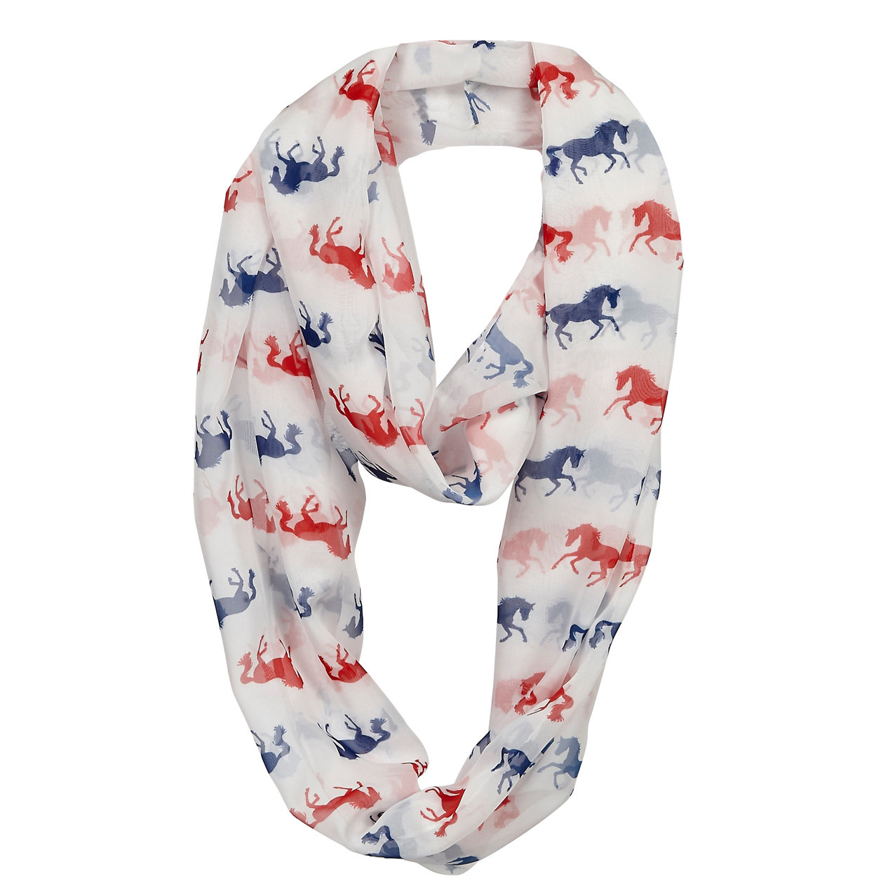 Scarf - Infinity with Blue & Red Horses Scarf - Infinity with Blue & Red Horses