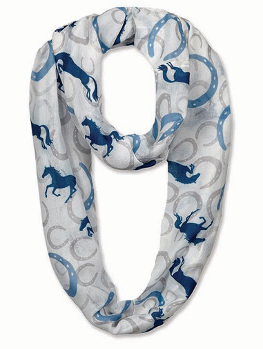 Scarf - Infinity Scarf Blue Horses Scarf - Infinity Scarf Blue Horses