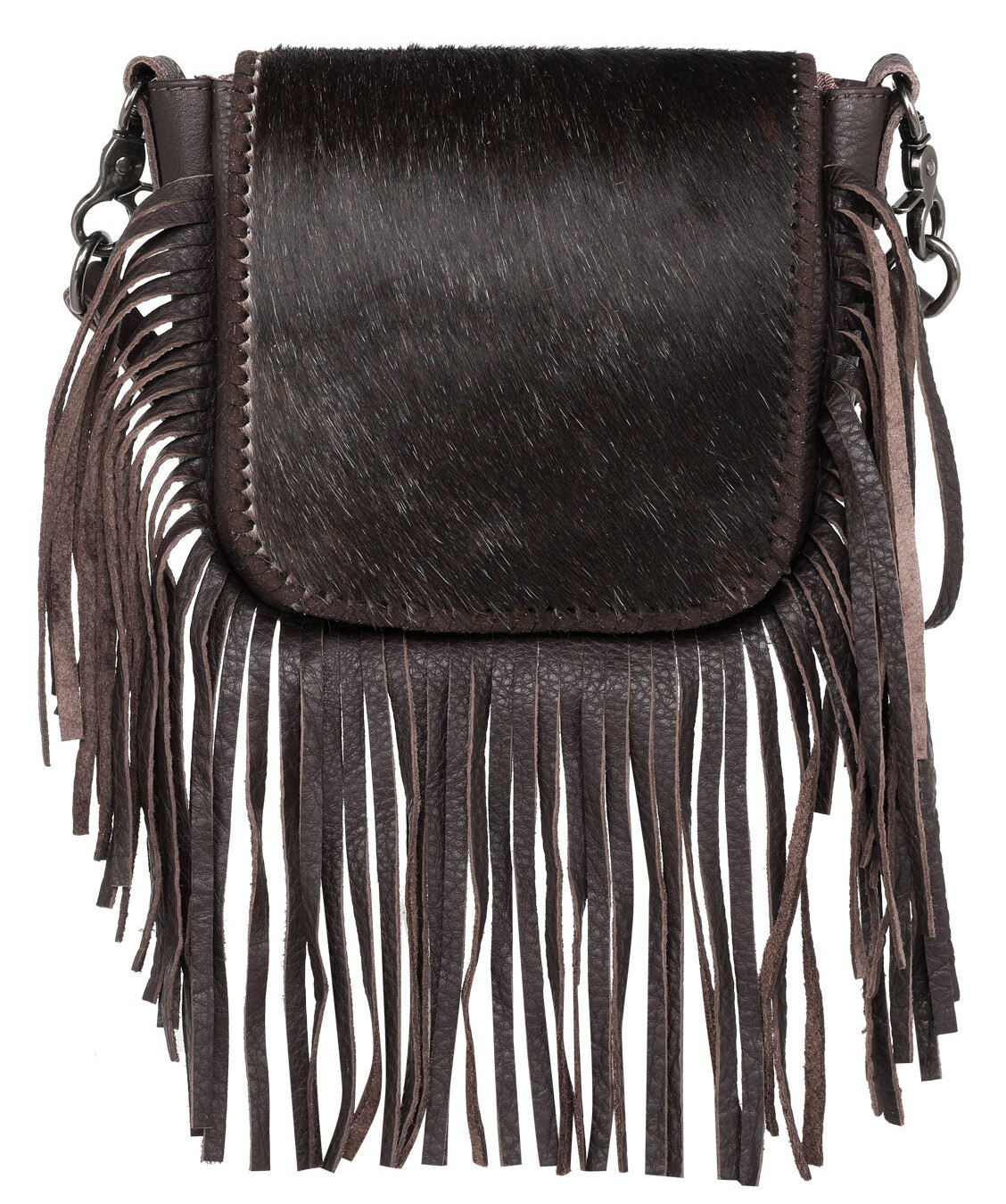 Purse - Crossbody Genuine Leather Hair on Cowhide BRN
